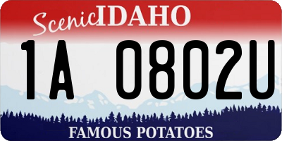 ID license plate 1A0802U
