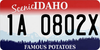 ID license plate 1A0802X