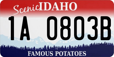 ID license plate 1A0803B