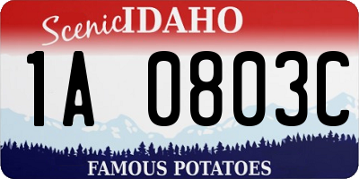 ID license plate 1A0803C