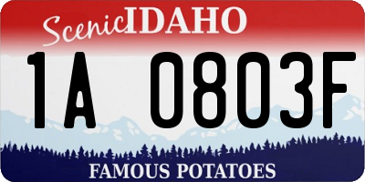 ID license plate 1A0803F