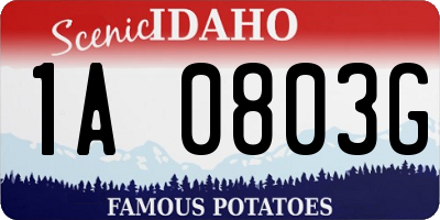 ID license plate 1A0803G