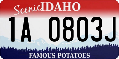 ID license plate 1A0803J
