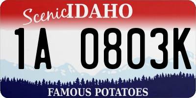 ID license plate 1A0803K