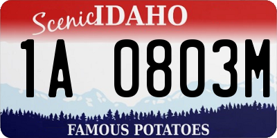 ID license plate 1A0803M