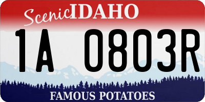 ID license plate 1A0803R