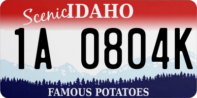 ID license plate 1A0804K