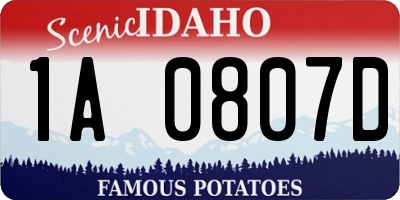 ID license plate 1A0807D