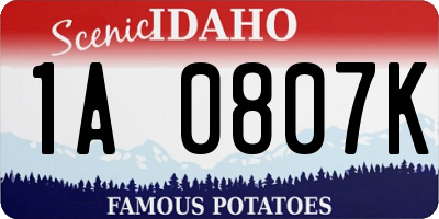 ID license plate 1A0807K