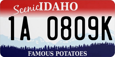 ID license plate 1A0809K
