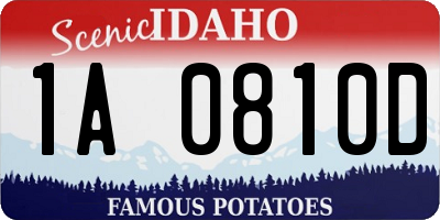 ID license plate 1A0810D