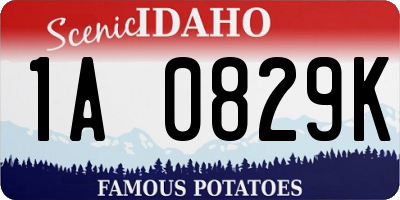 ID license plate 1A0829K