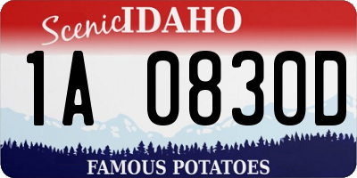 ID license plate 1A0830D