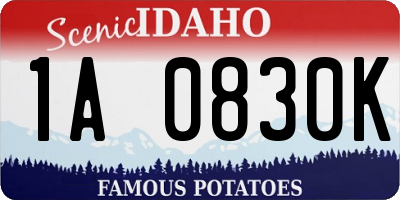 ID license plate 1A0830K