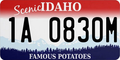 ID license plate 1A0830M