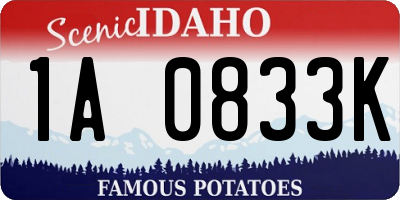 ID license plate 1A0833K
