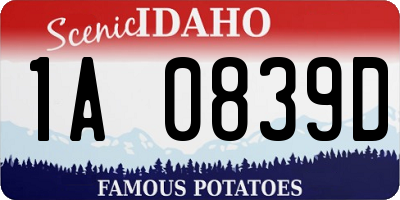 ID license plate 1A0839D