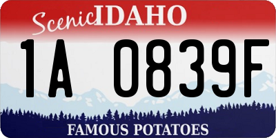 ID license plate 1A0839F
