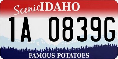 ID license plate 1A0839G