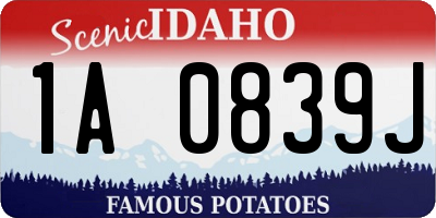ID license plate 1A0839J