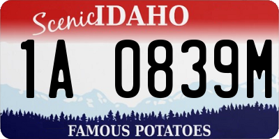 ID license plate 1A0839M