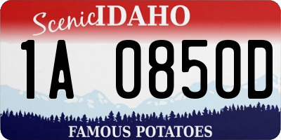ID license plate 1A0850D