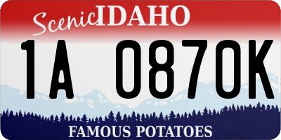 ID license plate 1A0870K