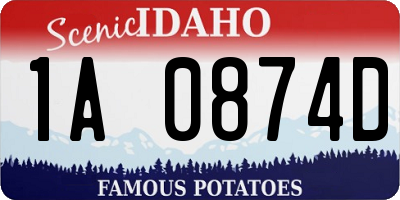 ID license plate 1A0874D