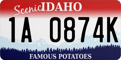 ID license plate 1A0874K