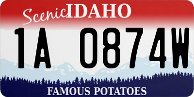 ID license plate 1A0874W