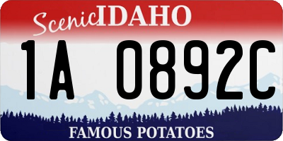 ID license plate 1A0892C