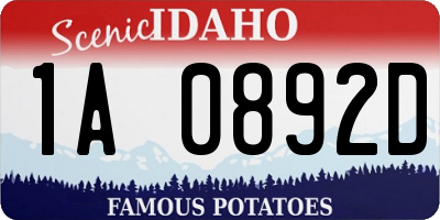 ID license plate 1A0892D