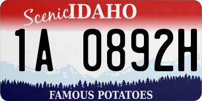 ID license plate 1A0892H