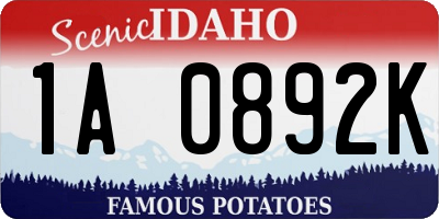 ID license plate 1A0892K