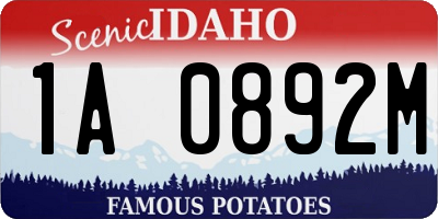 ID license plate 1A0892M