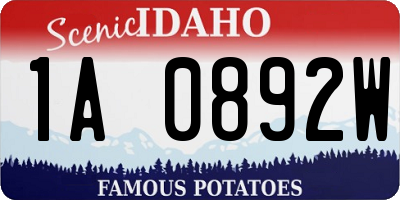 ID license plate 1A0892W