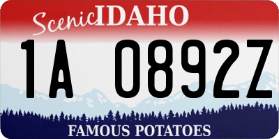 ID license plate 1A0892Z