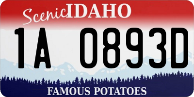 ID license plate 1A0893D