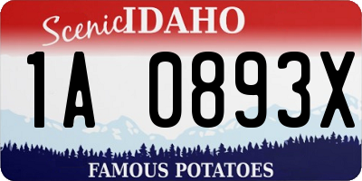 ID license plate 1A0893X