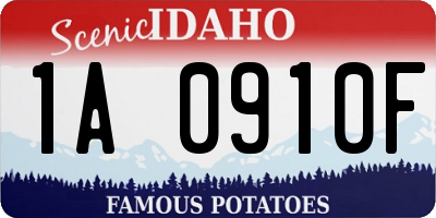 ID license plate 1A0910F