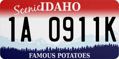 ID license plate 1A0911K
