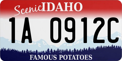 ID license plate 1A0912C