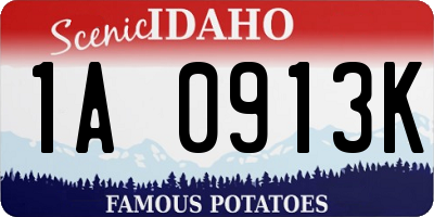 ID license plate 1A0913K
