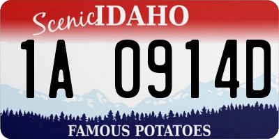 ID license plate 1A0914D