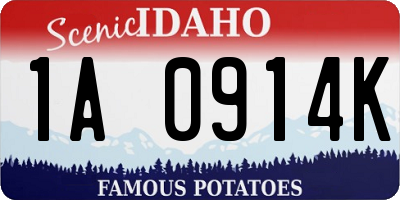 ID license plate 1A0914K