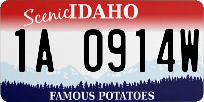ID license plate 1A0914W