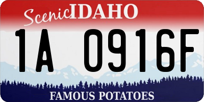 ID license plate 1A0916F