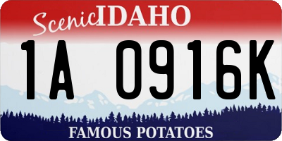 ID license plate 1A0916K