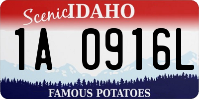 ID license plate 1A0916L