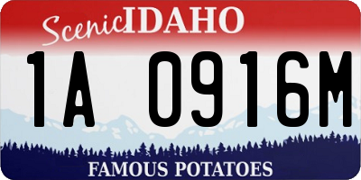 ID license plate 1A0916M
